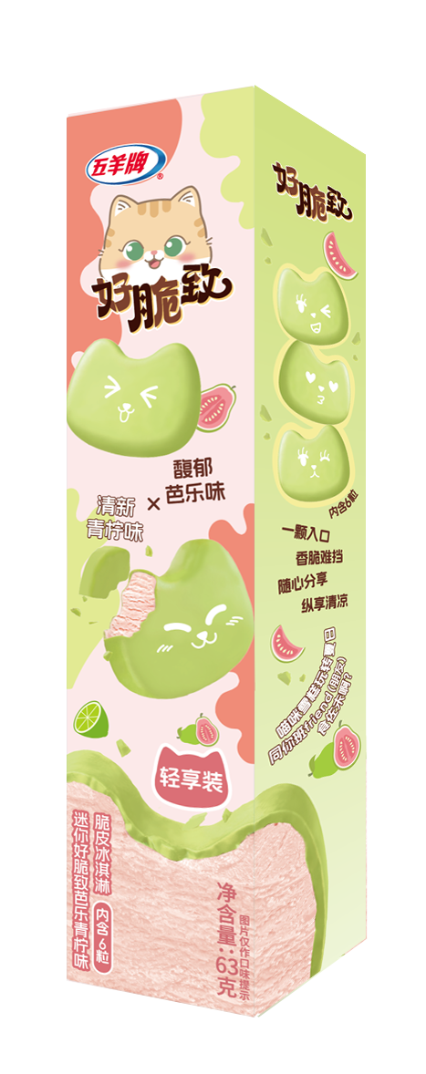 五羊牌盒迷你好脆致芭乐青柠味脆皮冰淇淋/84g/盒