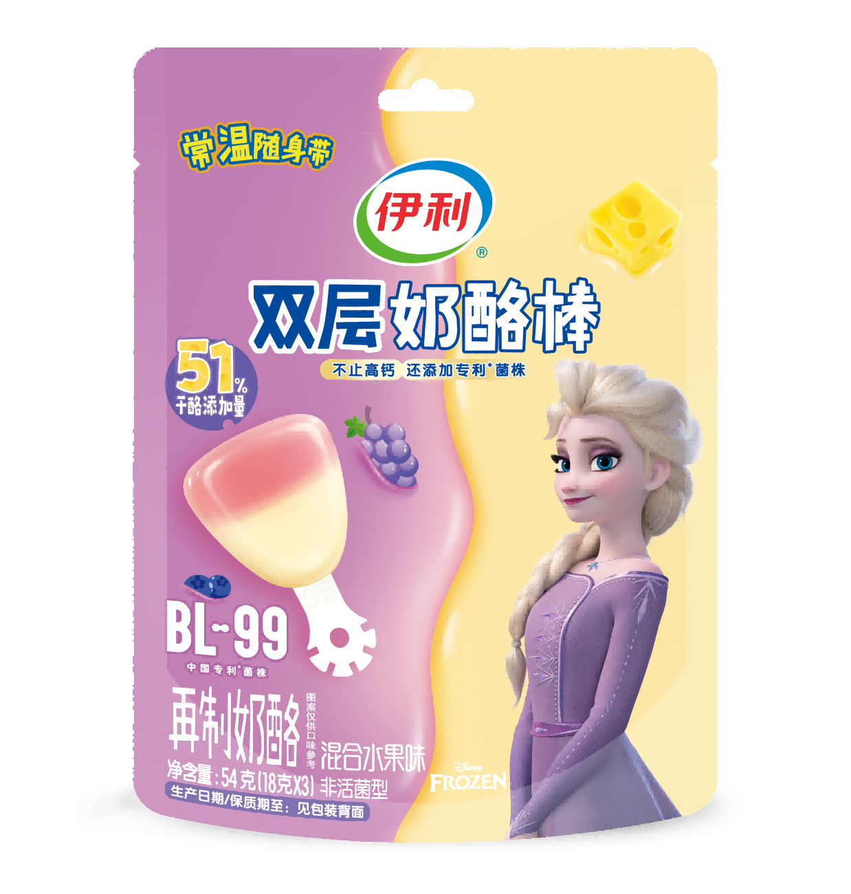 54g伊利双层奶酪棒混合水果味(常温)