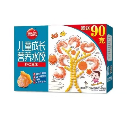 思念210g儿童成长营养虾仁玉米水饺加量装(12盒)