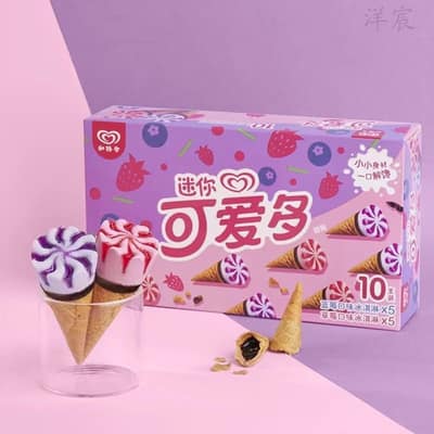 和路雪200g迷你可爱多蓝莓&草莓口味冰淇淋